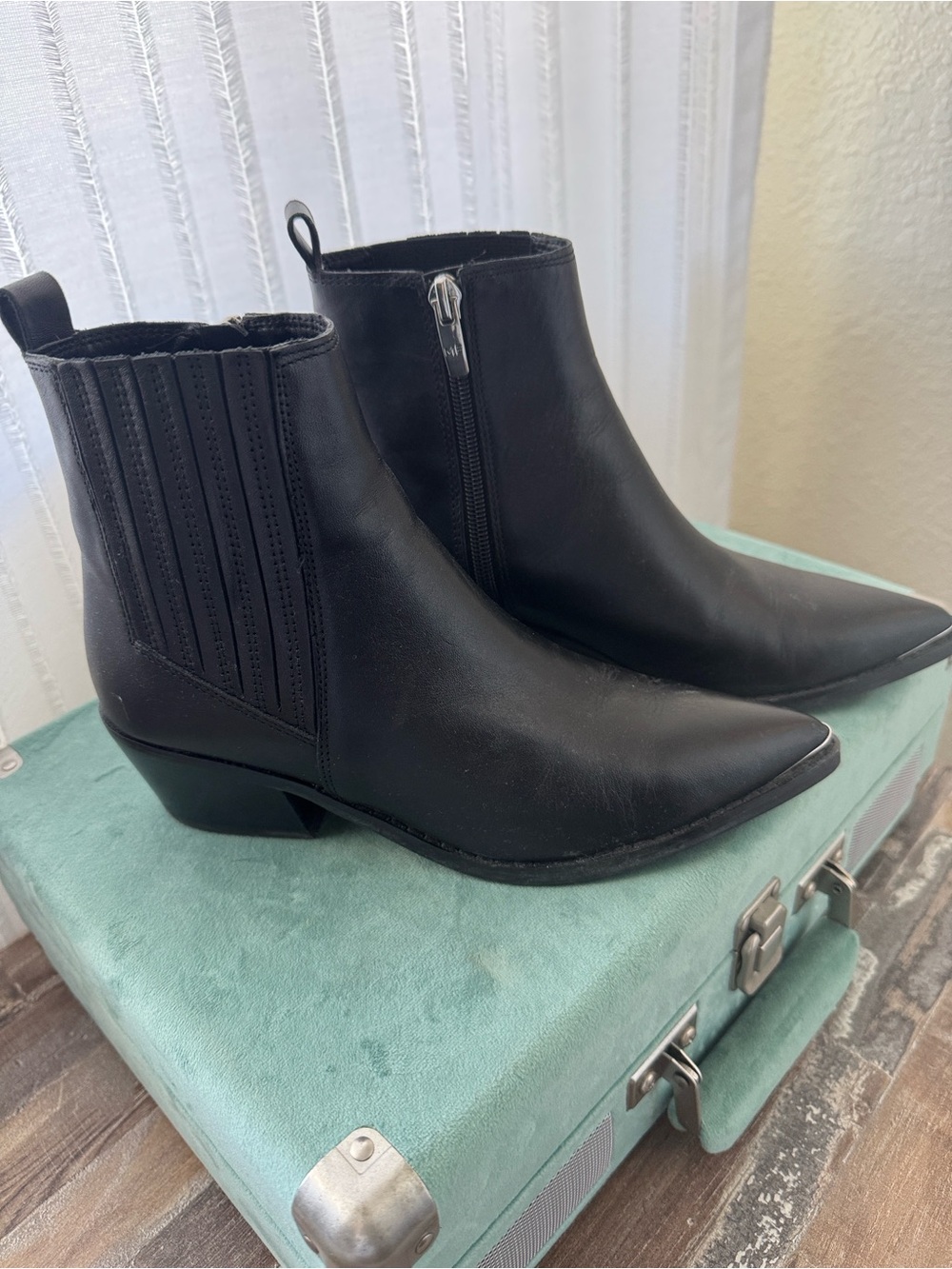 Marc Fisher Black Pointed Toe Ankle Booties